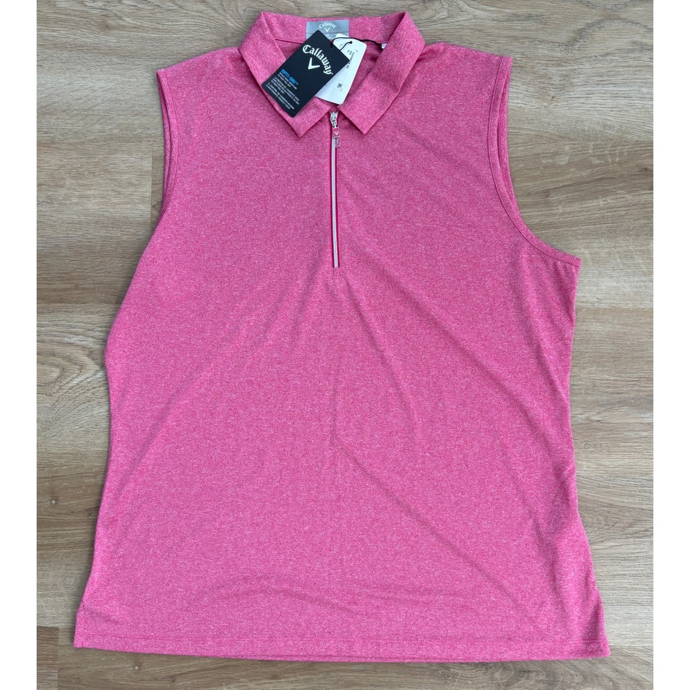 NWT Women's Callaway Sleeveless Opti-Dri Golf Polo - XL - Heather Raspberry